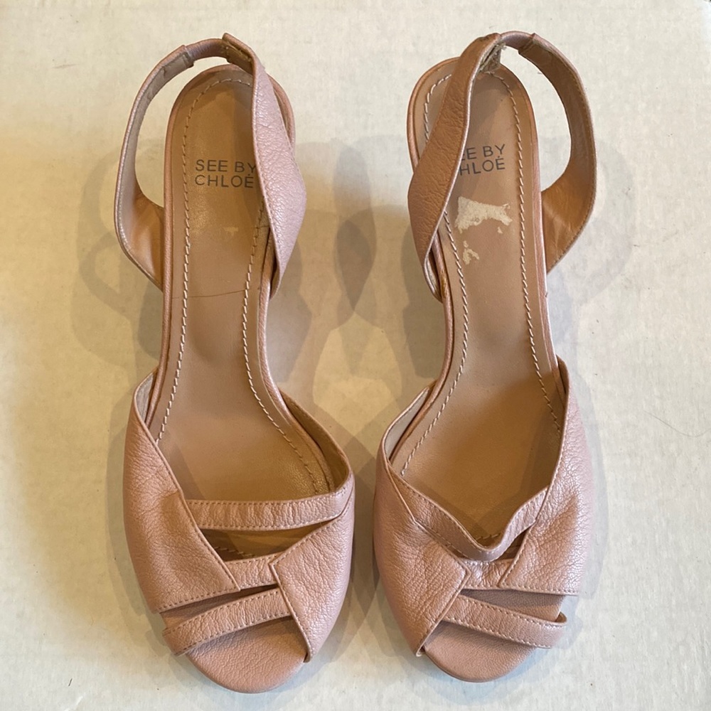 See by Chloe open toe platform mules pink